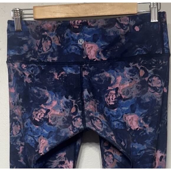 LULULEMON Wunder Under Leggings Size 8 Moody Mirage Bark Berry Navy Pant 26” - Picture 5 of 6